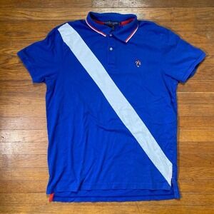 U.S.‎ POLO ASSN. White Striple Blue Polo Slim Fit Large